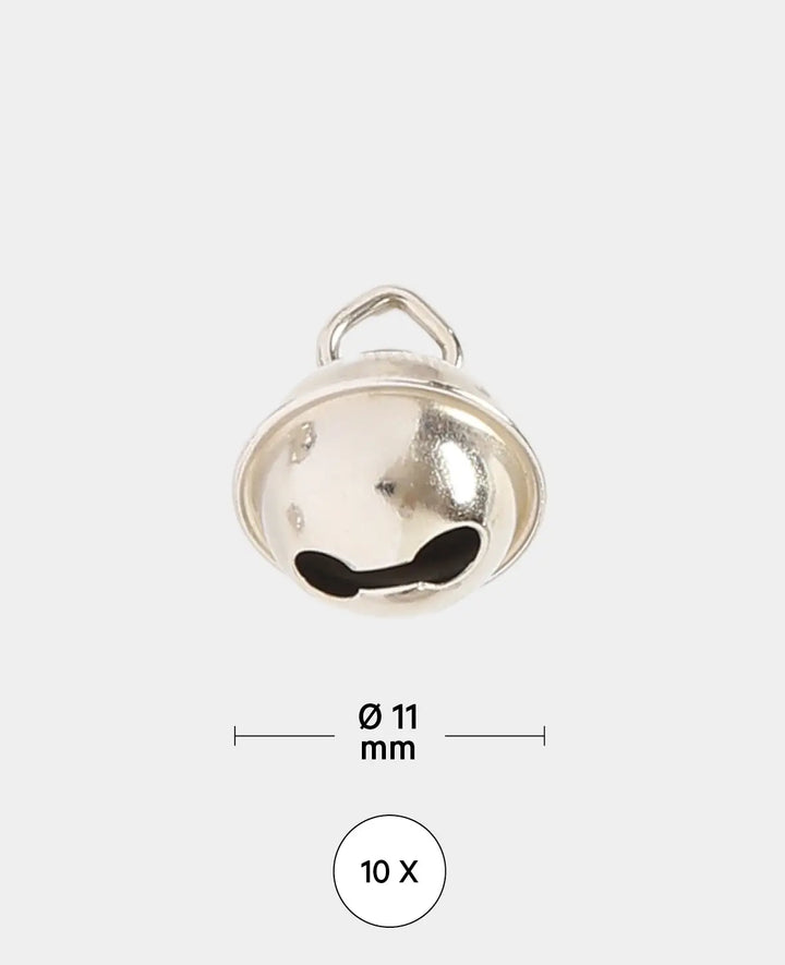 Bells silver, ø 11 mm, 10 pieces