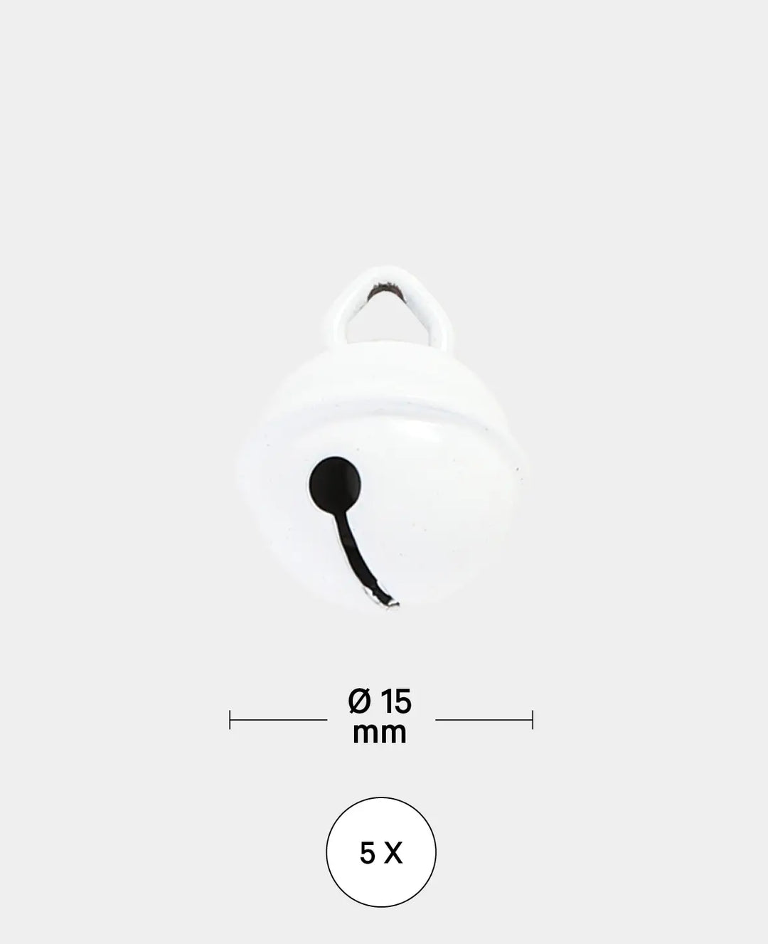 Bells, white, ø 15 mm, 5 pieces