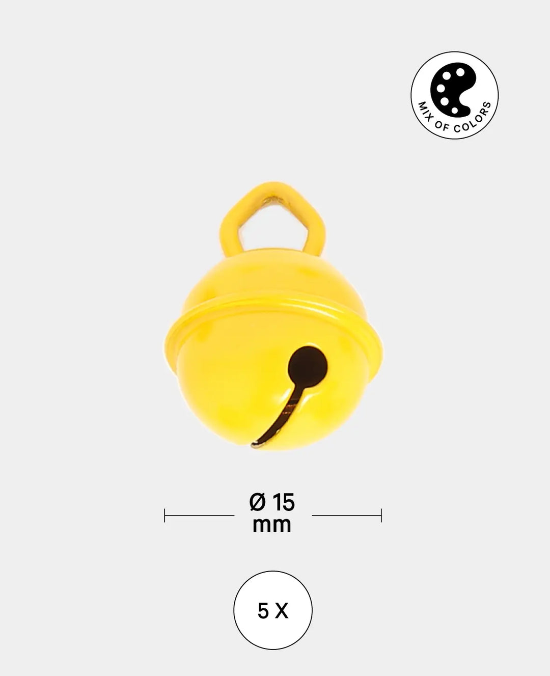 Bells, Yellow, Red &amp; Green ø 15 mm, 5 pieces