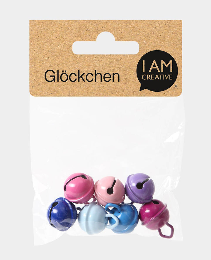 Bells, Blue &amp; Purple ø 15 mm, 5 pieces