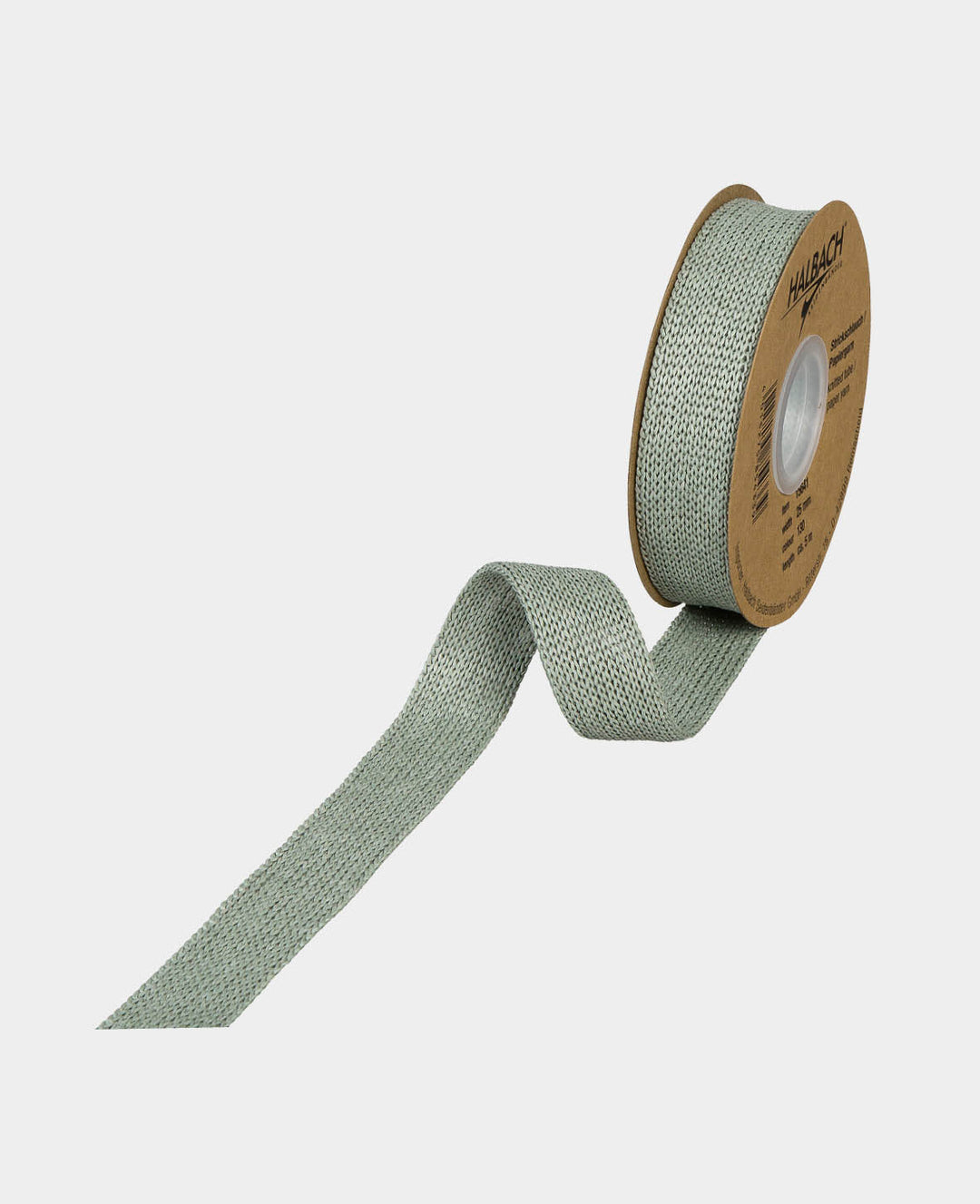 Knitted paper yarn tube, ø 25 mm x 5 m, sage green
