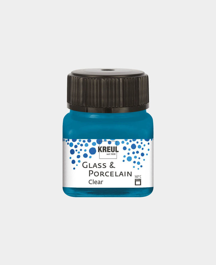 KREUL Glas- &amp; Porzellanfarbe, Transparent / Cyanblau, 20 ml