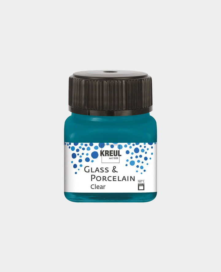 KREUL Glass &amp; Porcelain Paint, Transparent / Turquoise, 20 ml
