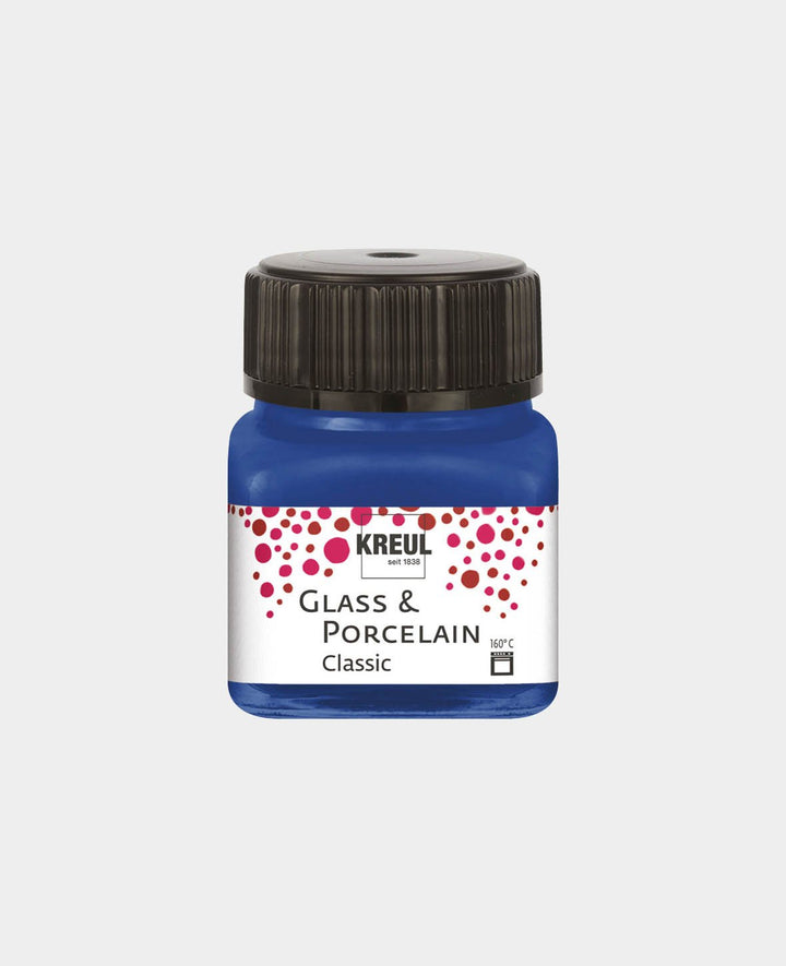 KREUL Peinture pour verre et porcelaine, bleu cobalt, 20 ml