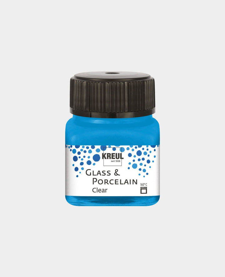 KREUL Glass &amp; Porcelain Paint, Transparent / Aqua Blue, 20 ml