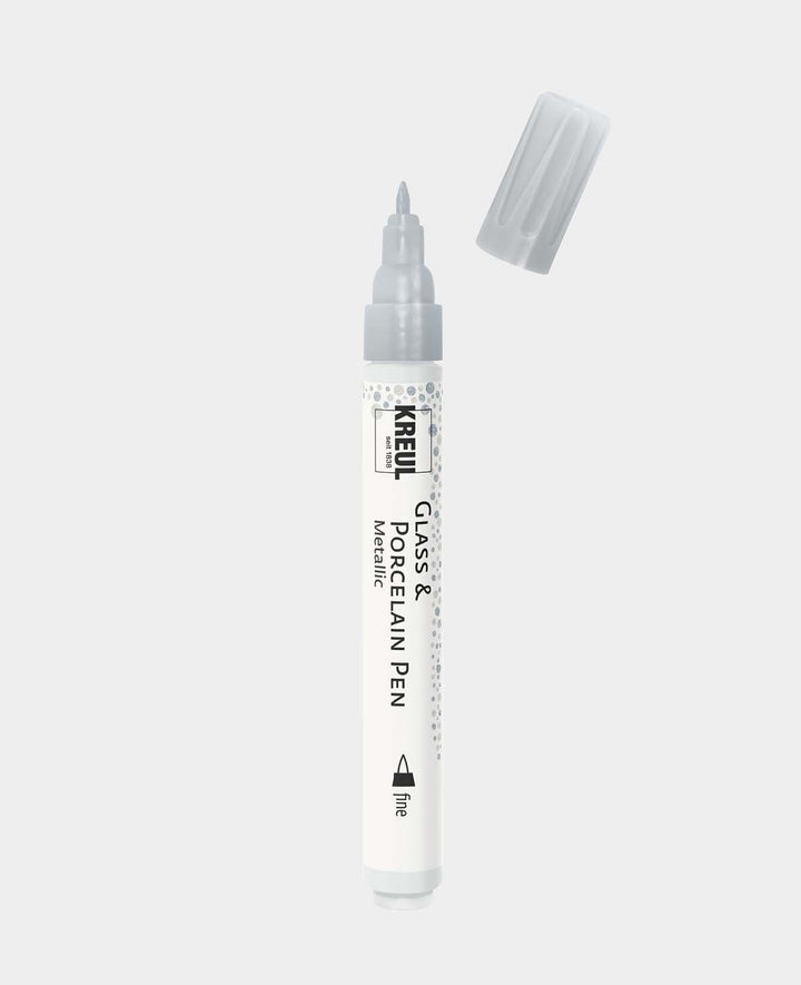 KREUL Glas- &amp; Porzellanstift Metallic fine Silber