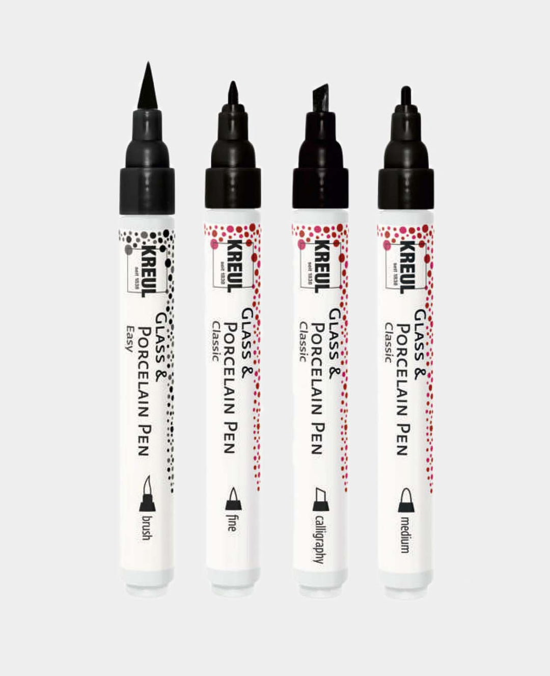 KREUL Glass &amp; Porcelain Pen Handlettering, 4er Set