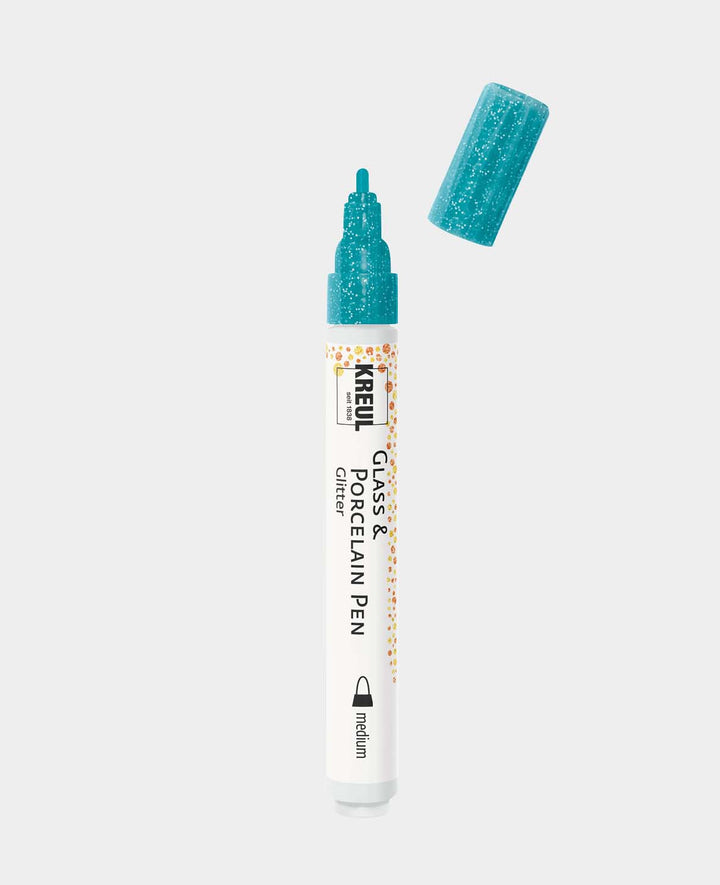 KREUL Marqueur Verre &amp; Porcelaine Pailleté moyen Turquoise