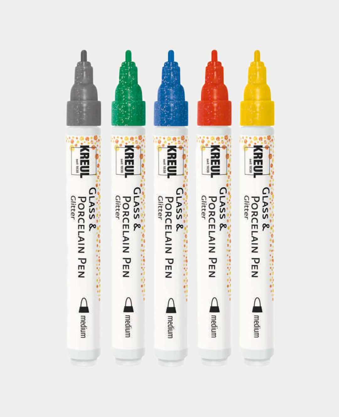 KREUL Glass &amp; Porcelain Pen Glitter medium, 5er Set