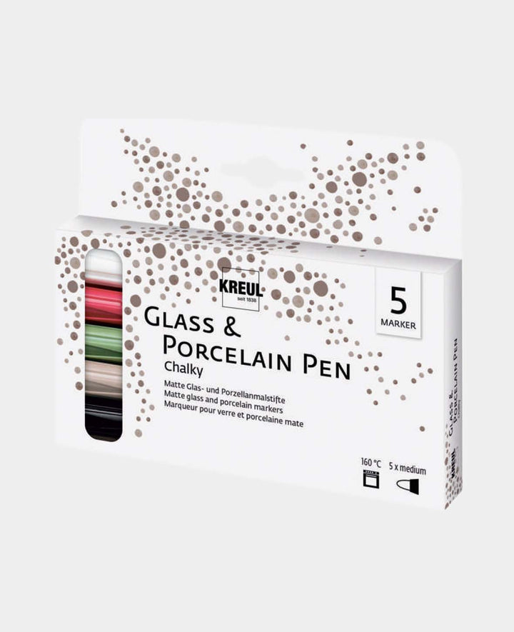 KREUL Marqueur Verre et Porcelaine Chalky moyen, lot de 5