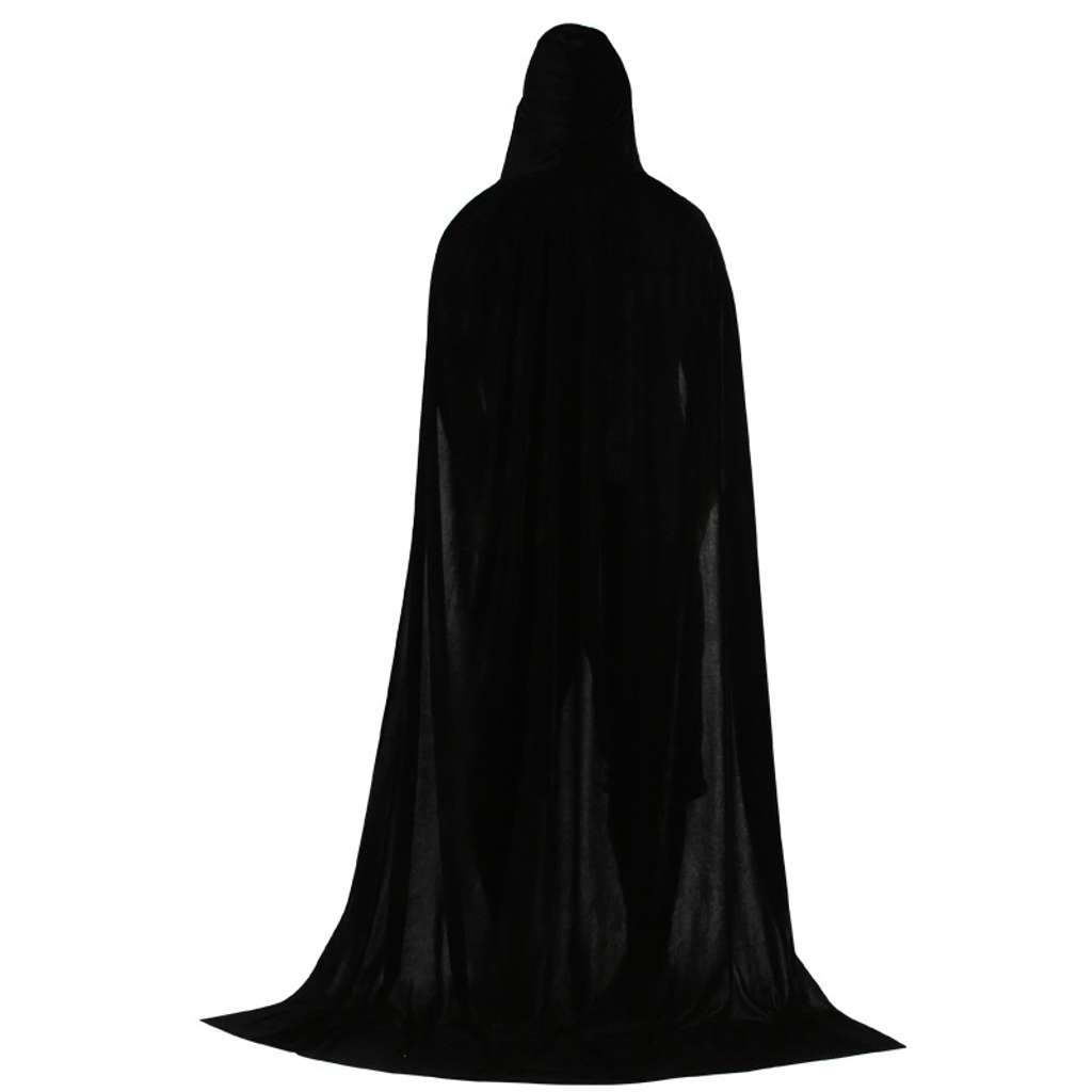 Fasnachts Erwachsenen Kostüm Vampir Cape Umhang mit Kapuze, Schwarz, 165cm