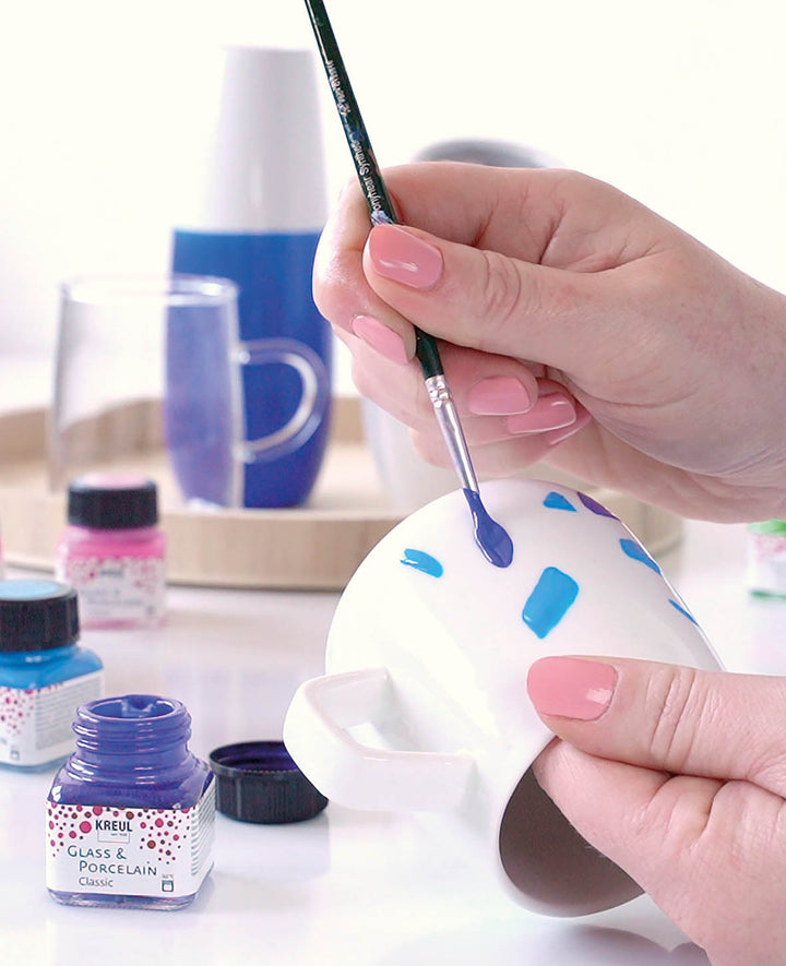 KREUL Glass &amp; Porcelain Paint, Classic Color Living Set, 6 x 20 ml including brush