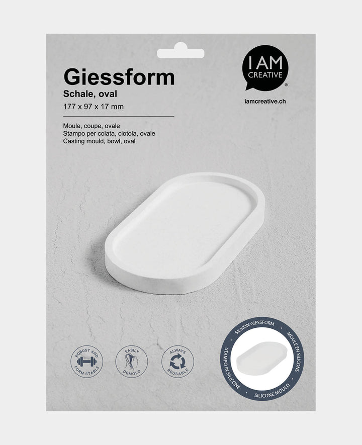 Silikon Giessform, Untersetzer oval klein, 177 x 97 x 17 mm