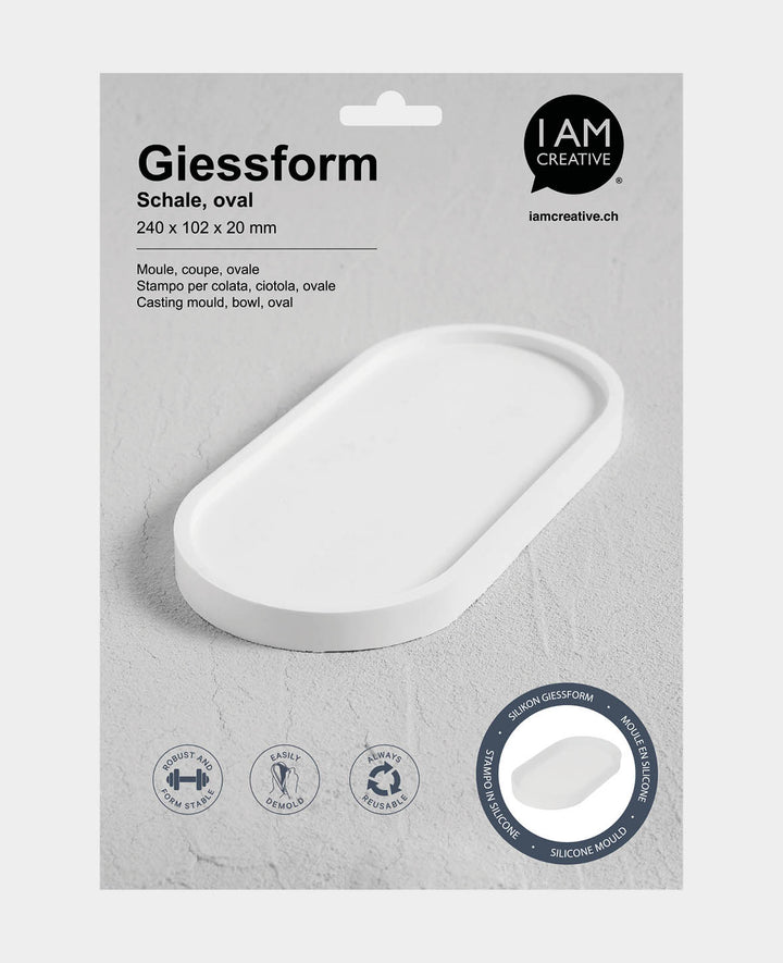Moule en silicone, dessous de verre ovale grand, 240 x 102 x 20 mm