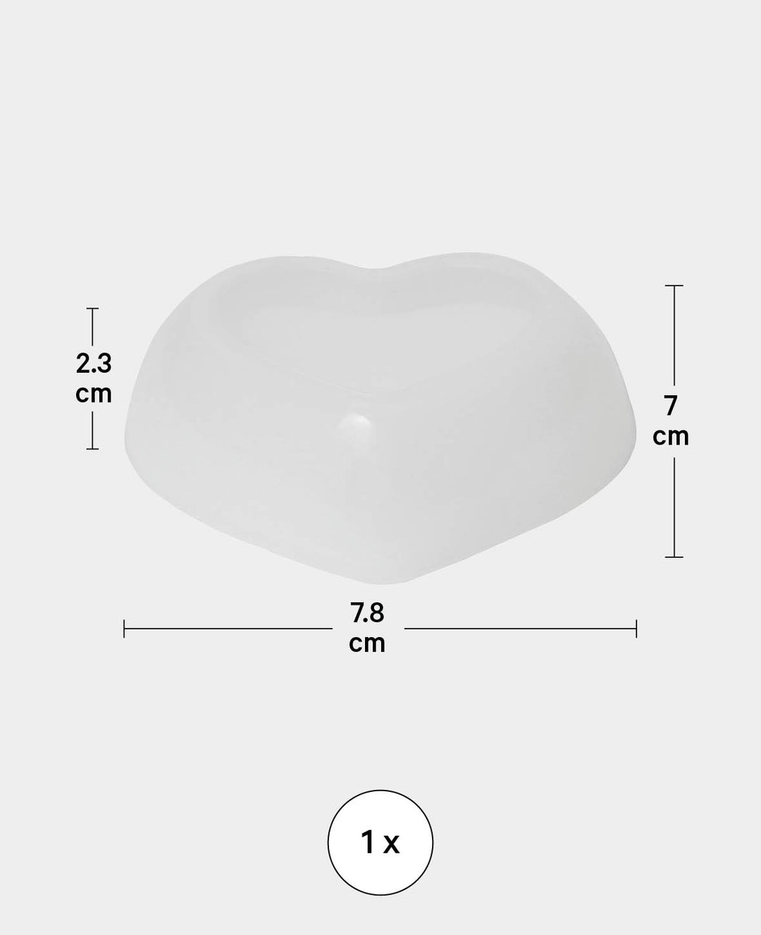 Silicone mold, tall heart-shaped dish, 78 x 70 x 23 mm