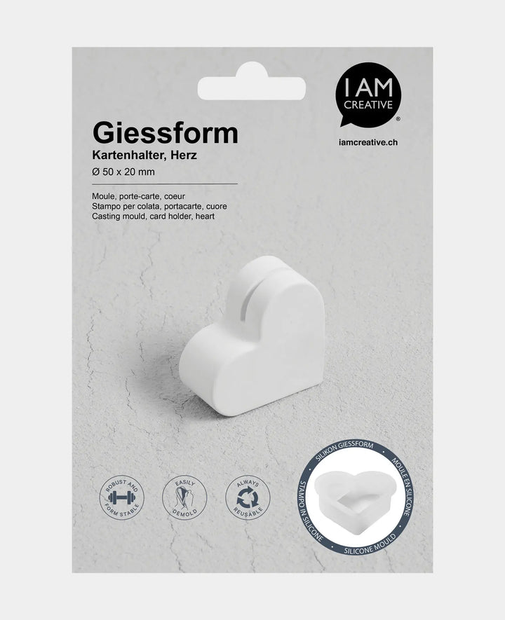 Moule en silicone, support de carte Cœur, 50 x 50 x 20 mm