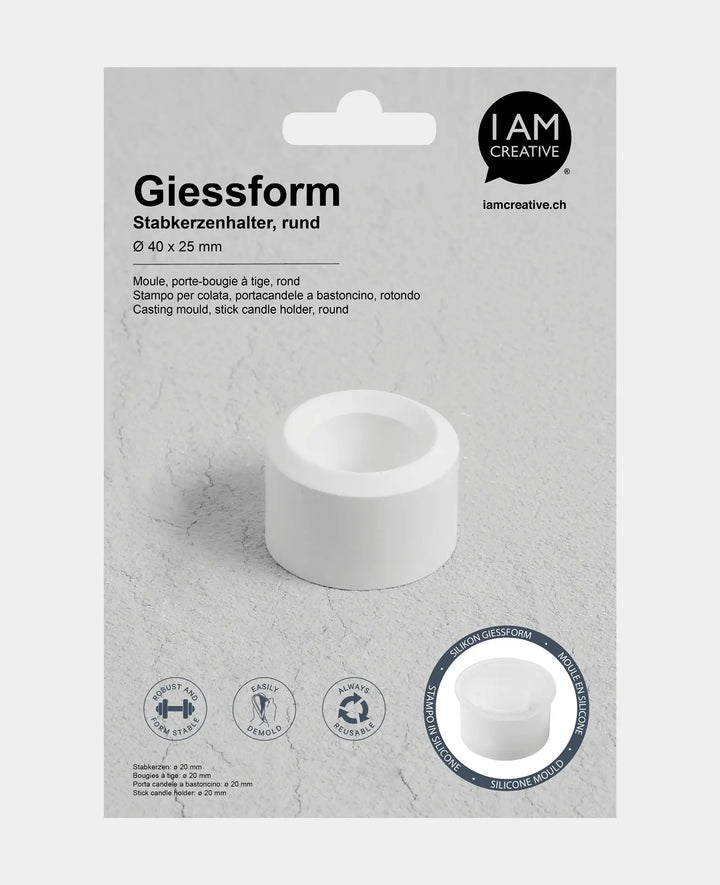 Silikon Giessform, Stabkerzenhalter, 40 x 40 x 25 mm