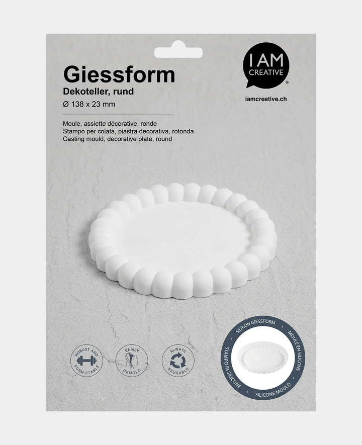 Silikon Giessform, Dekoteller rund, 138 x 23 mm