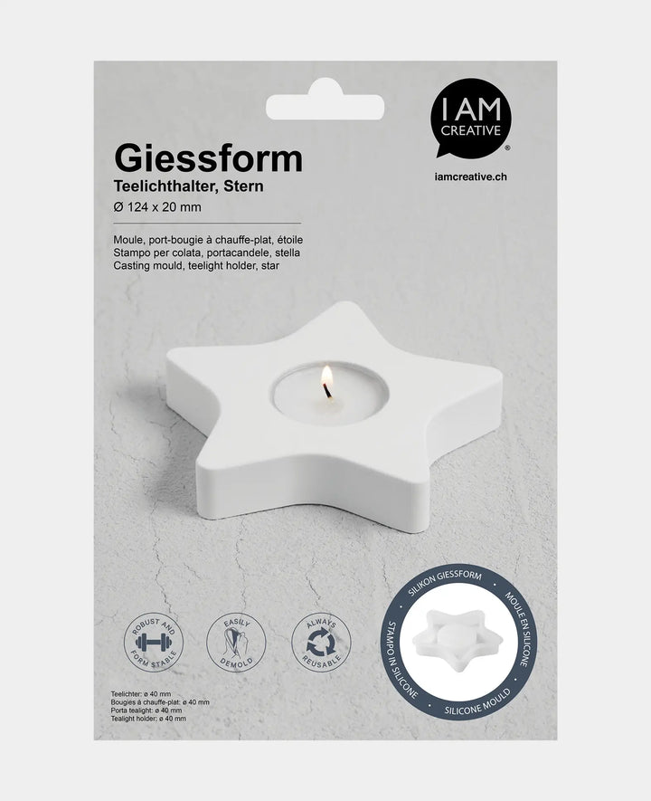 Silicone Mould, Tealight Holder Star, 124 x 20 mm