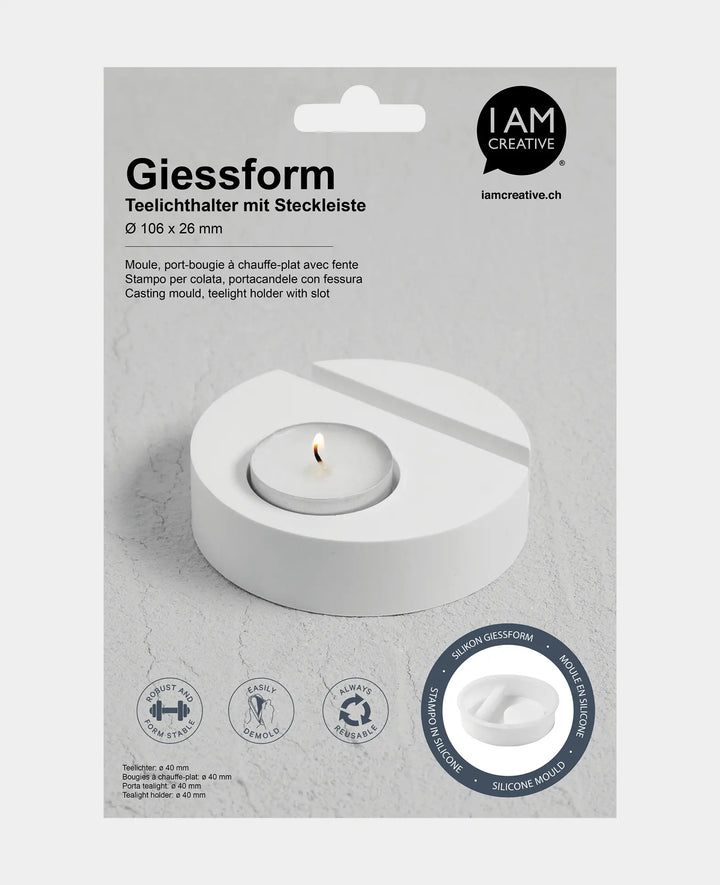 Silicone mold, tea light holder for Steckleiste, 106 x 26 mm