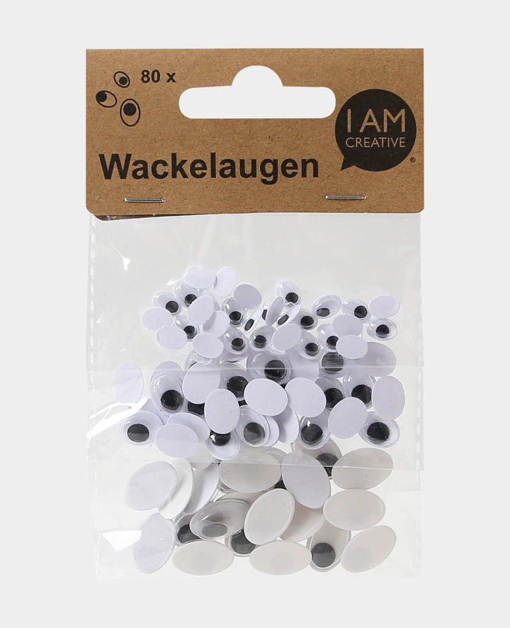 Wobbly eyes oval 3 sizes, 80 pcs.