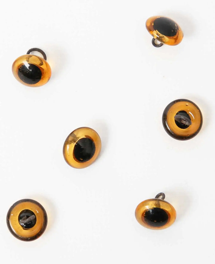 Yeux pour animaux avec anneau, verre, env. ø 12 mm, marron, 6 pcs.
