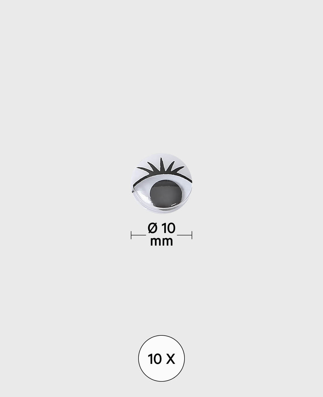 Yeux mobiles avec cils, ø 10 mm, 10 p.