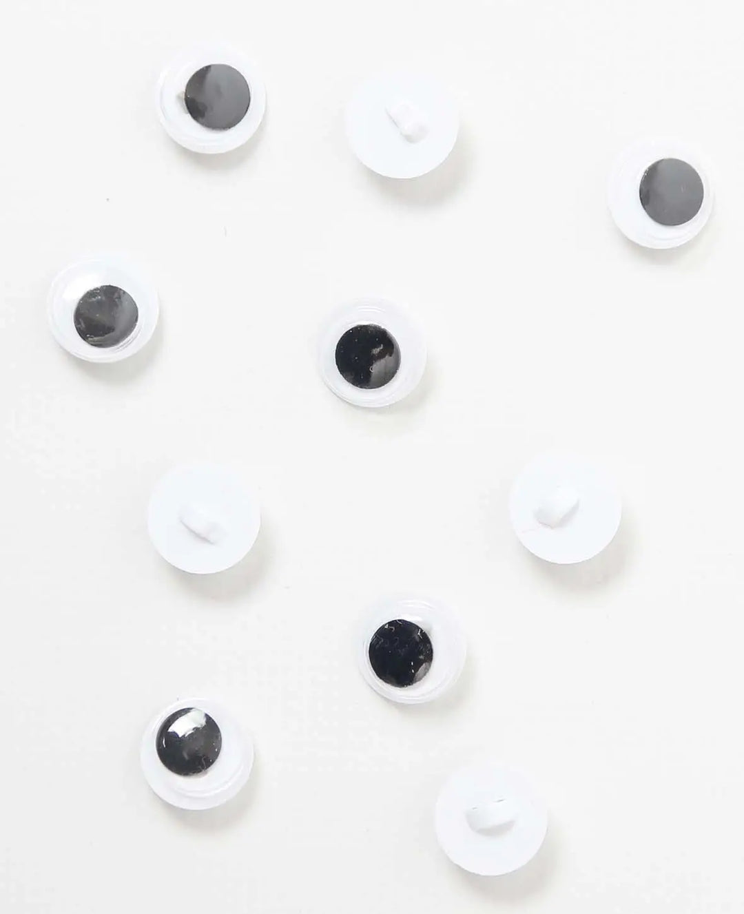 Yeux mobiles avec anneau, env. ø 10 mm, blanc et noir, 10 pièces
