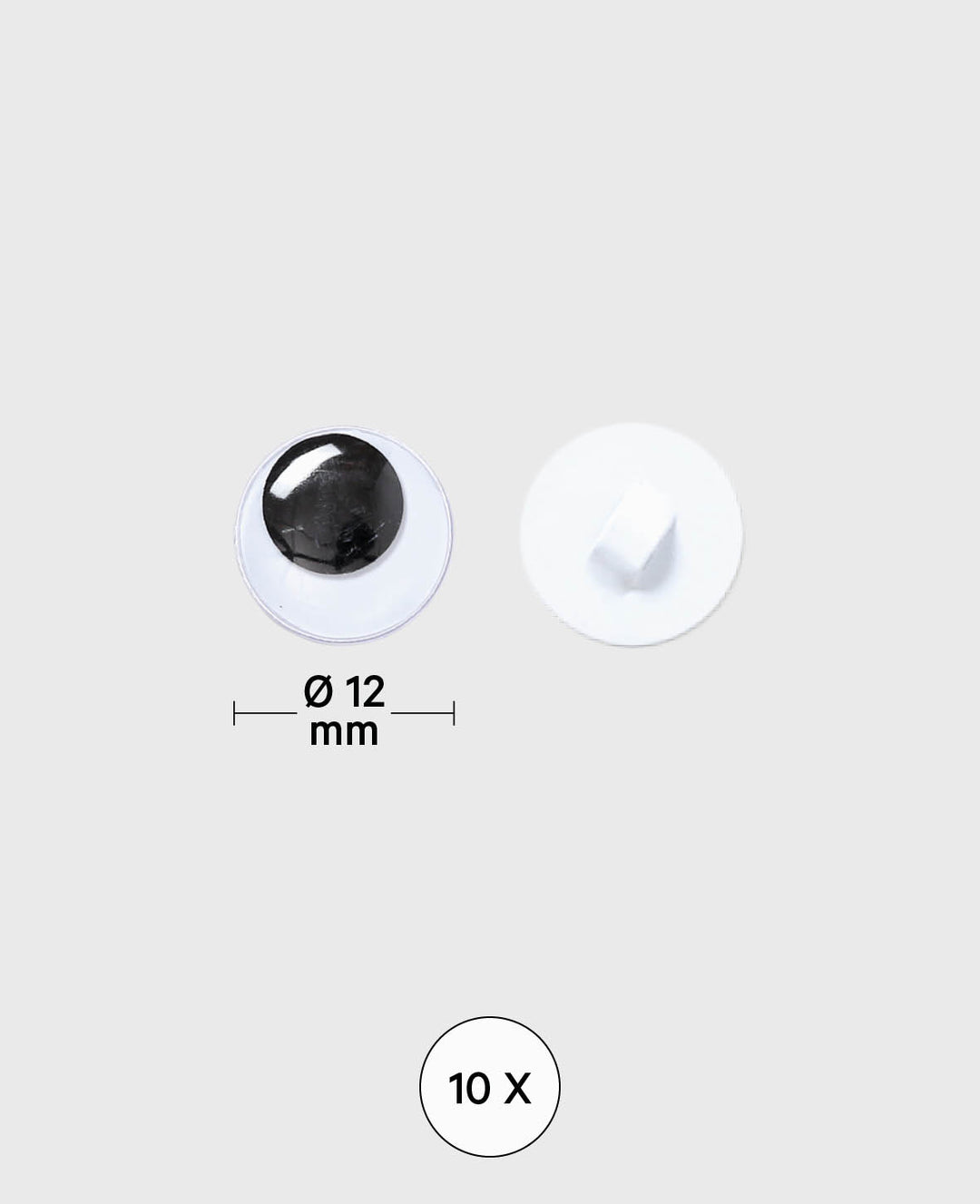 Wobble Eyes with Loop, ø 12 mm, 10 pcs.