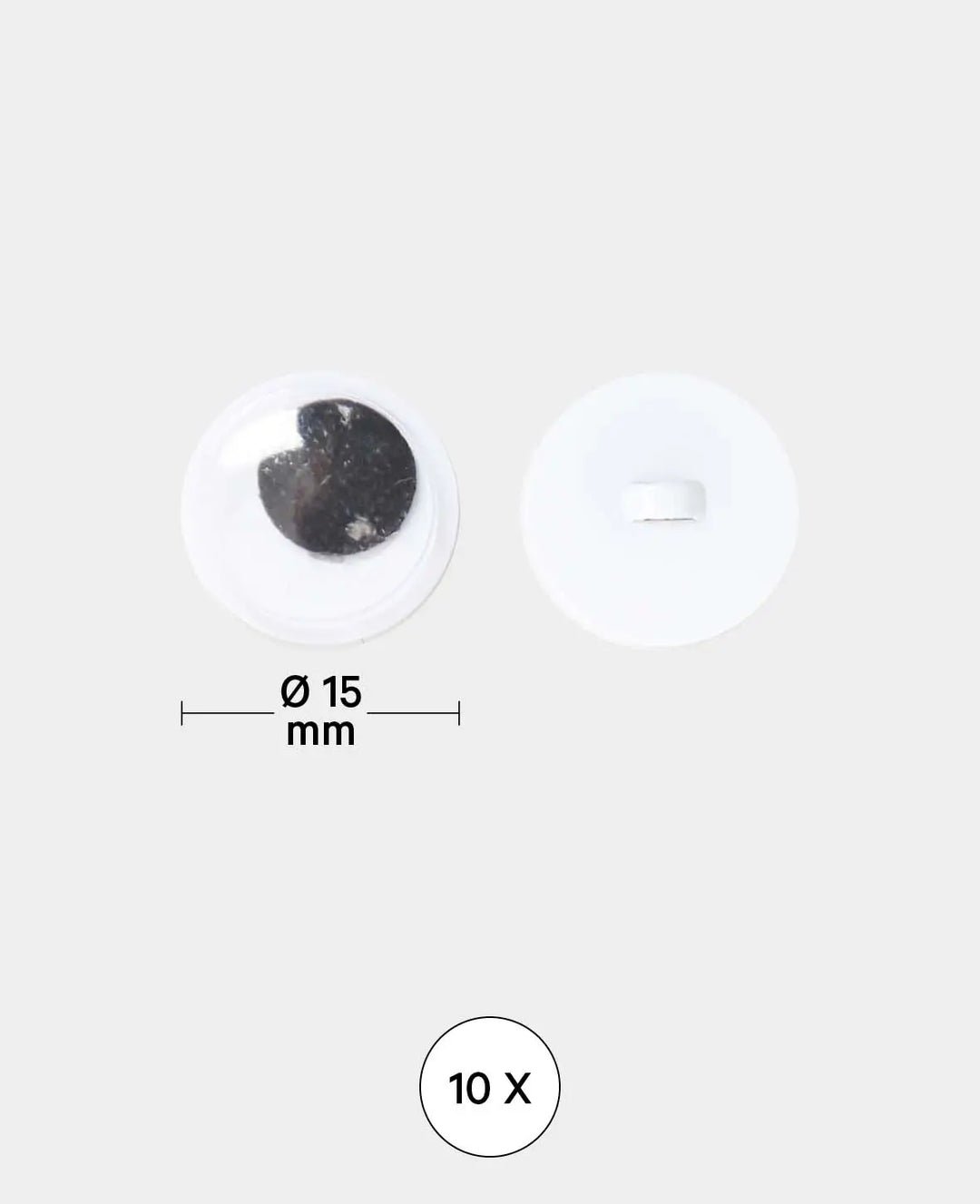 Googly Eyes with Loop, approx. ø 15 mm, White &amp; Black, 10 pcs.