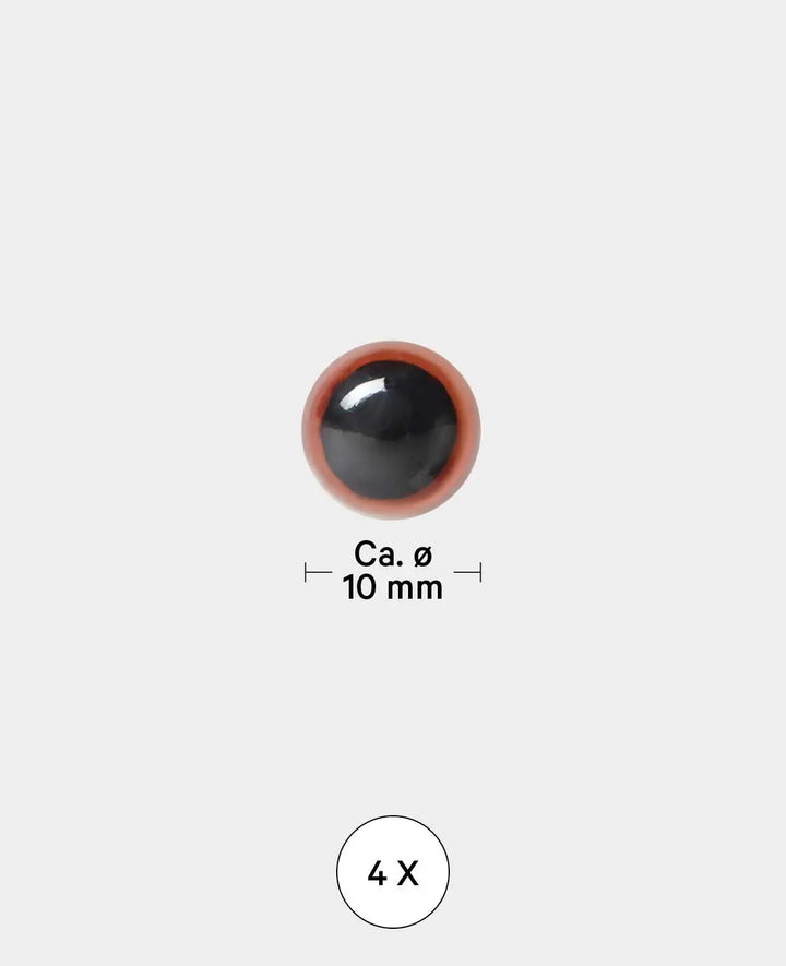 Safety Eyes with Closure, approx. ø 10 mm, Brown, 4 pcs.