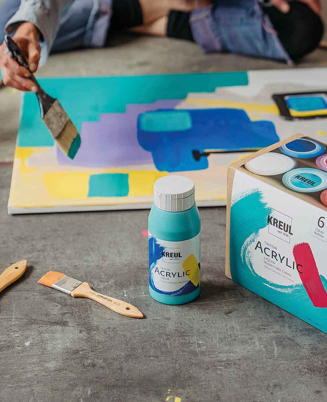 KREUL Acryl Farben Set, Triton Acrylic Liquid, 6 x 750 ml