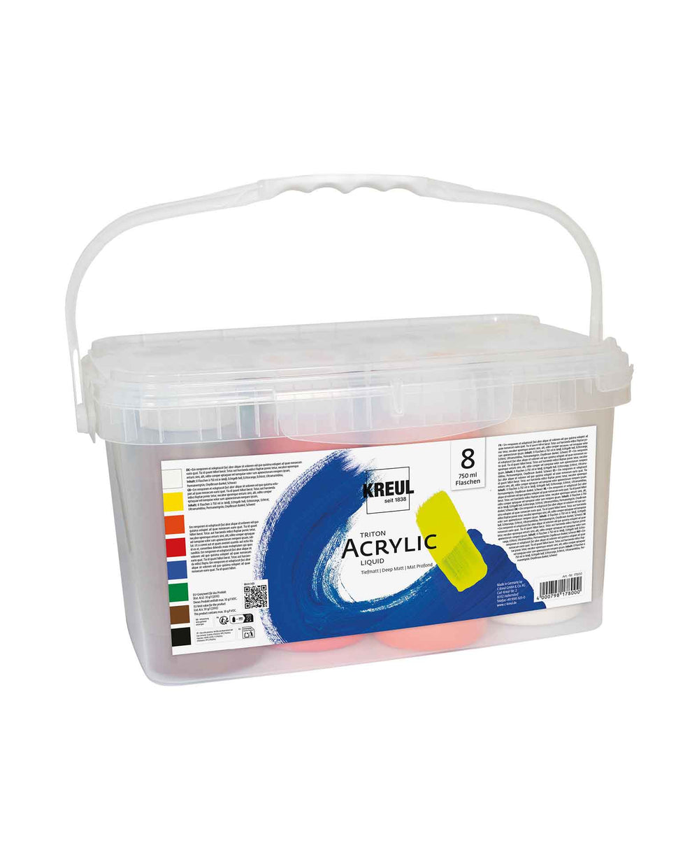 KREUL Acryl Farben Set, Triton Acrylic Liquid, 8 x 750 ml