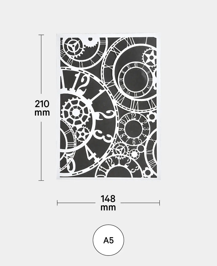 Clockwork template, 148 x 210 mm (A5), white translucent