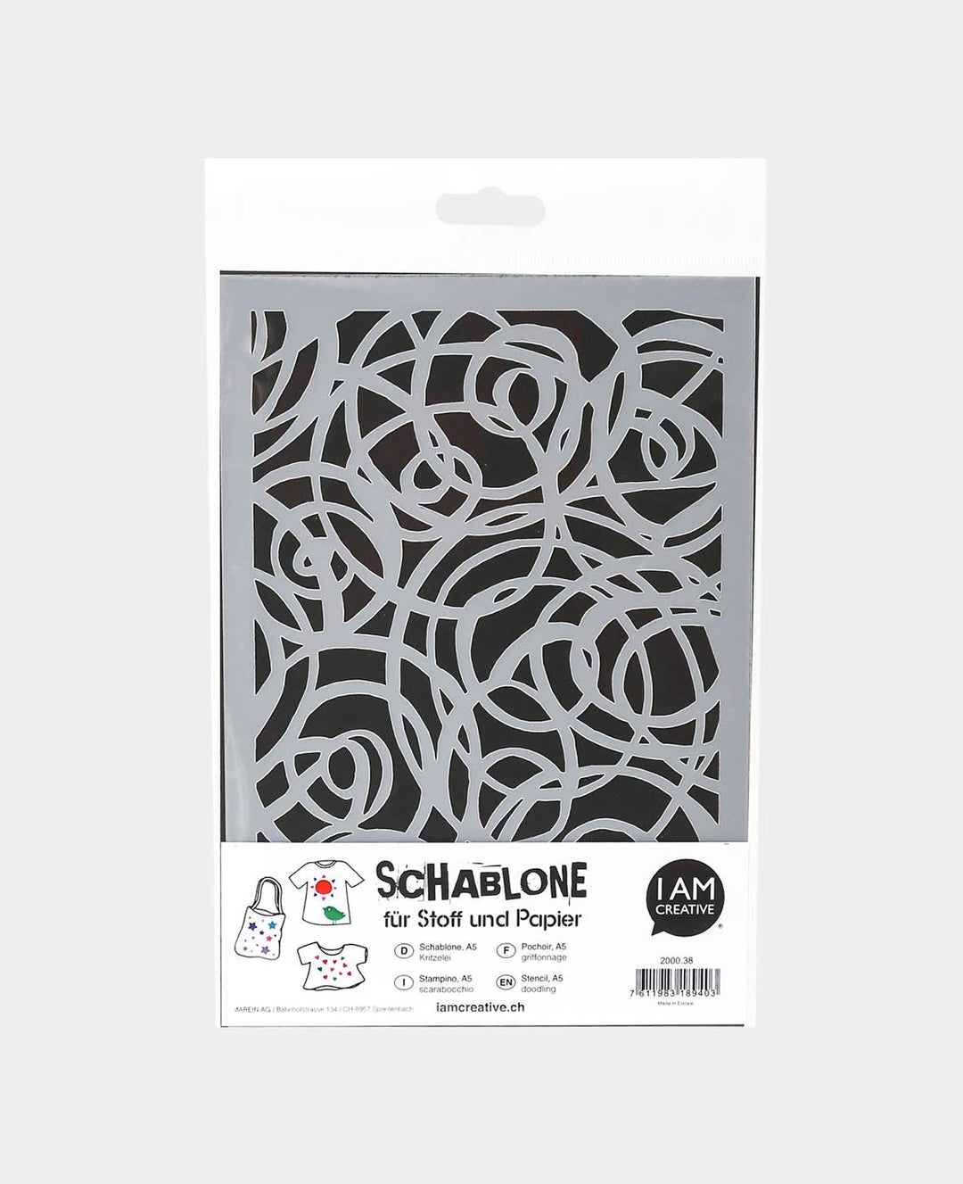 Pochoir gribouillis, 148 x 210 mm (A5), blanc translucide