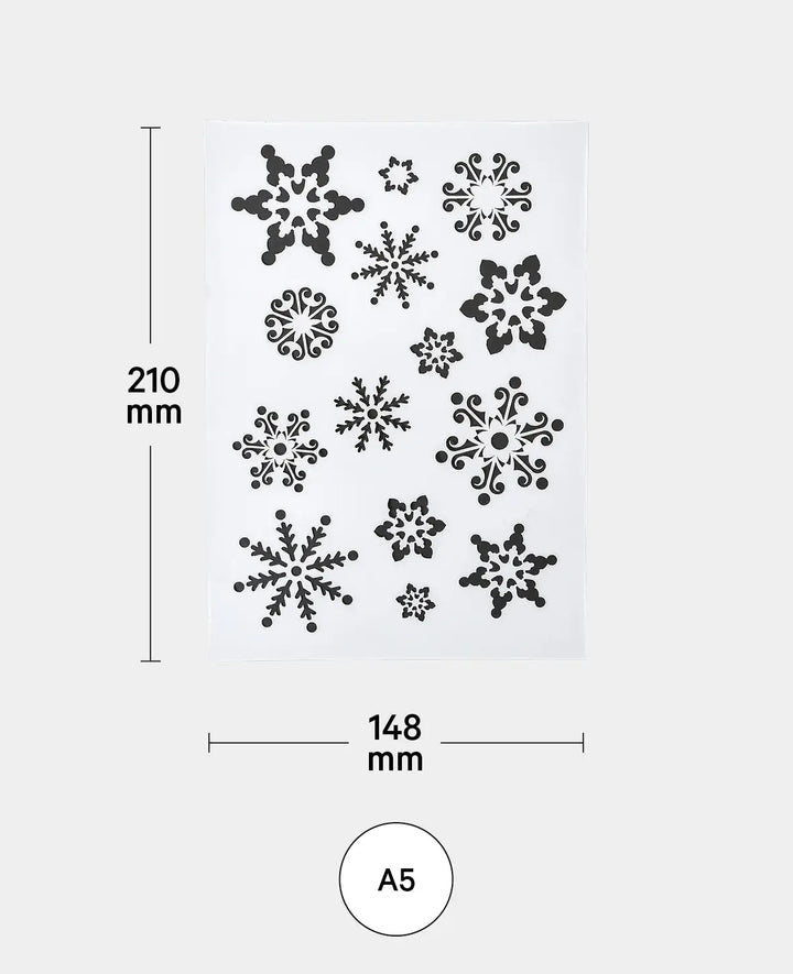 Snowflake stencil, 148 x 210 mm (A5), white translucent