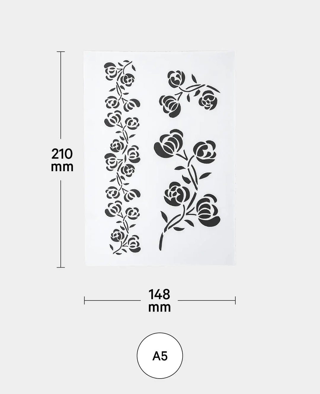 Schablone Blumen, 148 x 210 mm (A5), Weiss transluszent