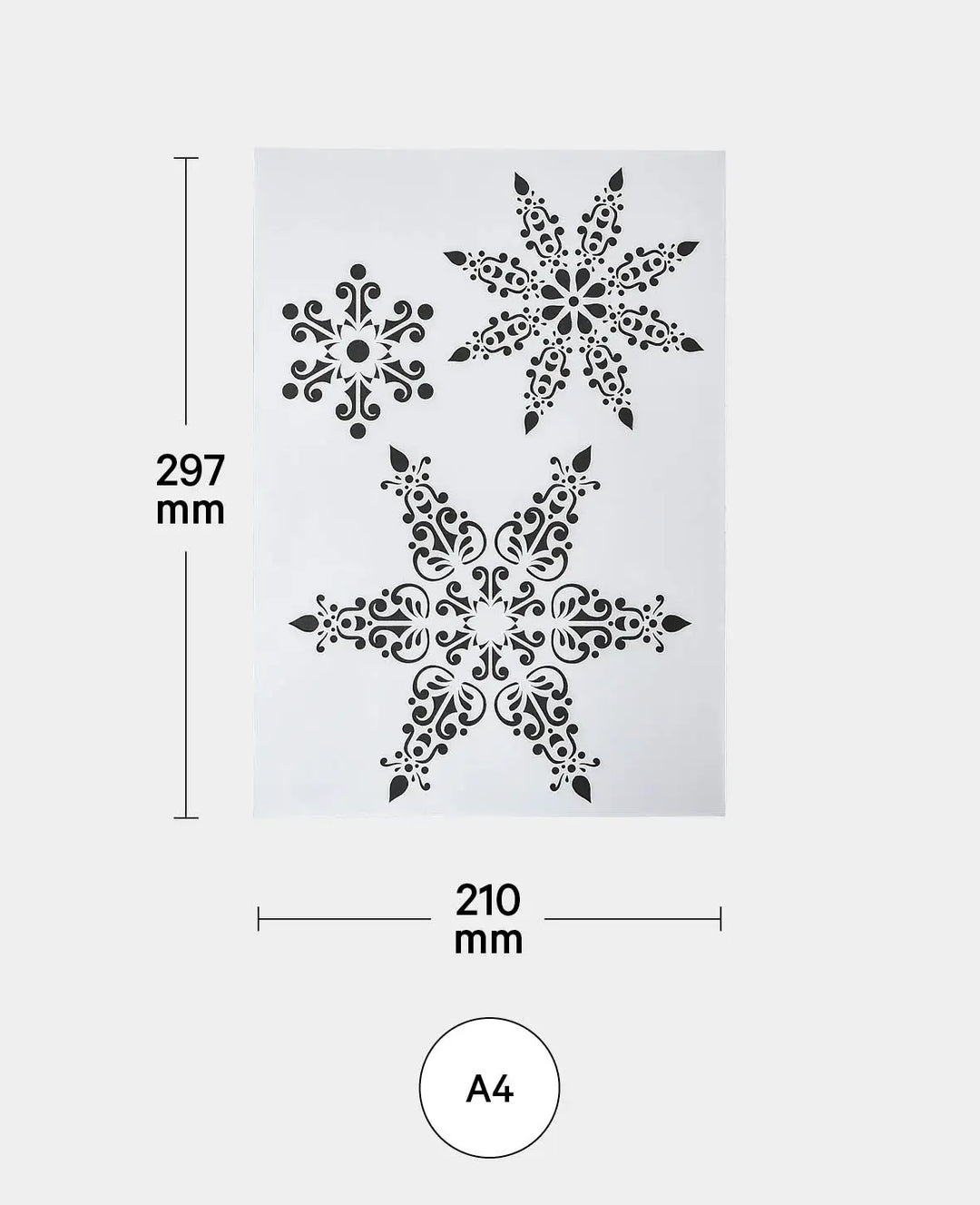 Schablone Schneeflocke, 210 x 297 mm (A4), Weiss transluszent