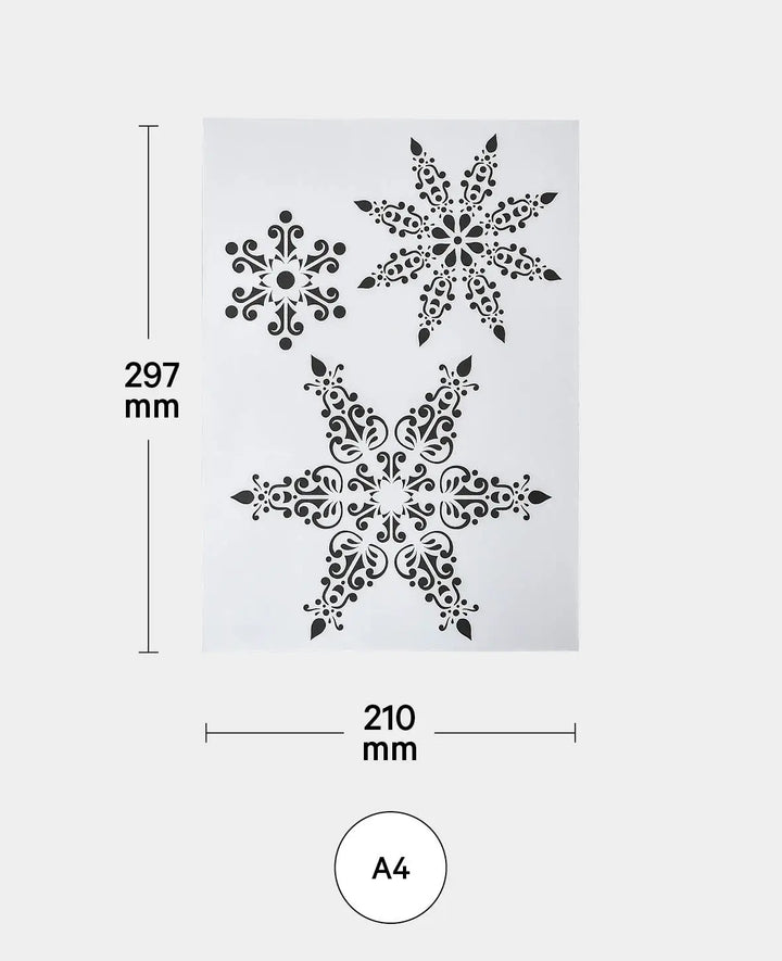 Schablone Schneeflocke, 210 x 297 mm (A4), Weiss transluszent