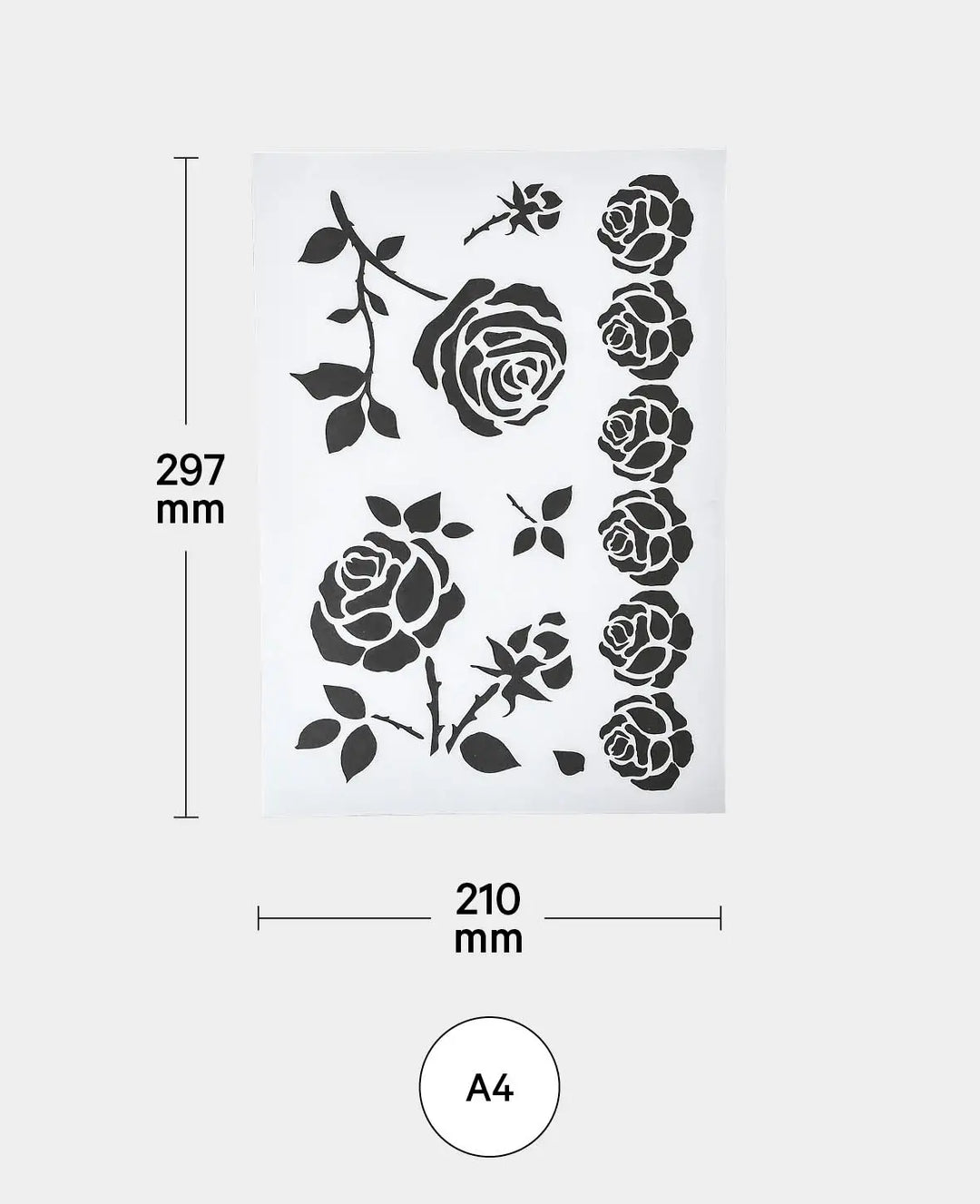 Schablone Rosen, 210 x 297 mm (A4), Weiss transluszent