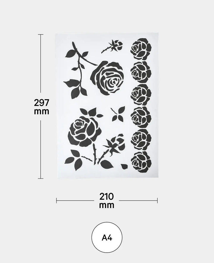 Schablone Rosen, 210 x 297 mm (A4), Weiss transluszent
