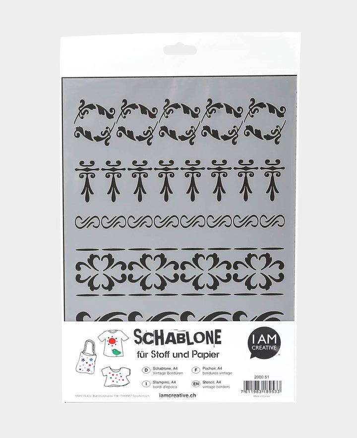 Stencil Borders I, 210 x 297 mm (A4), White translucent