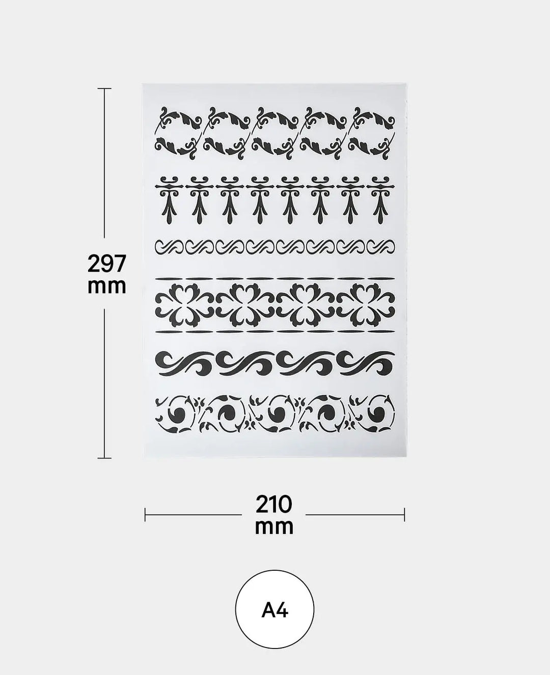 Stencil Borders I, 210 x 297 mm (A4), White translucent
