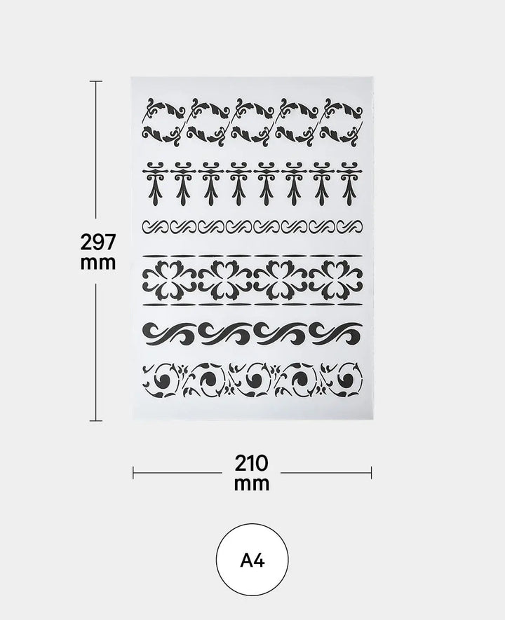 Stencil Borders I, 210 x 297 mm (A4), White translucent