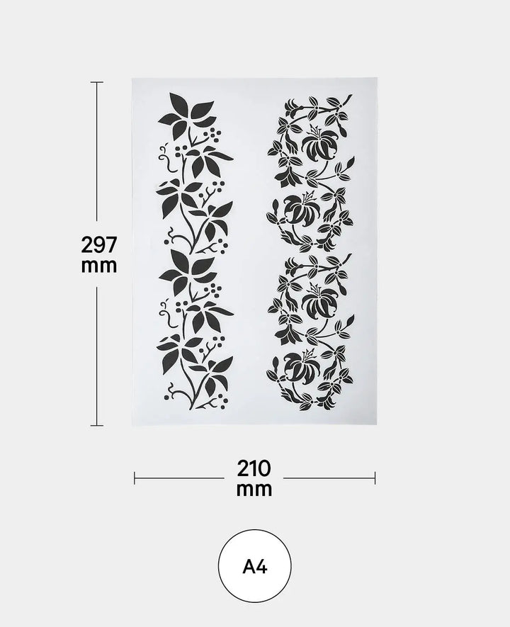 Wildflower Stencil, 210 x 297 mm (A4), White translucent