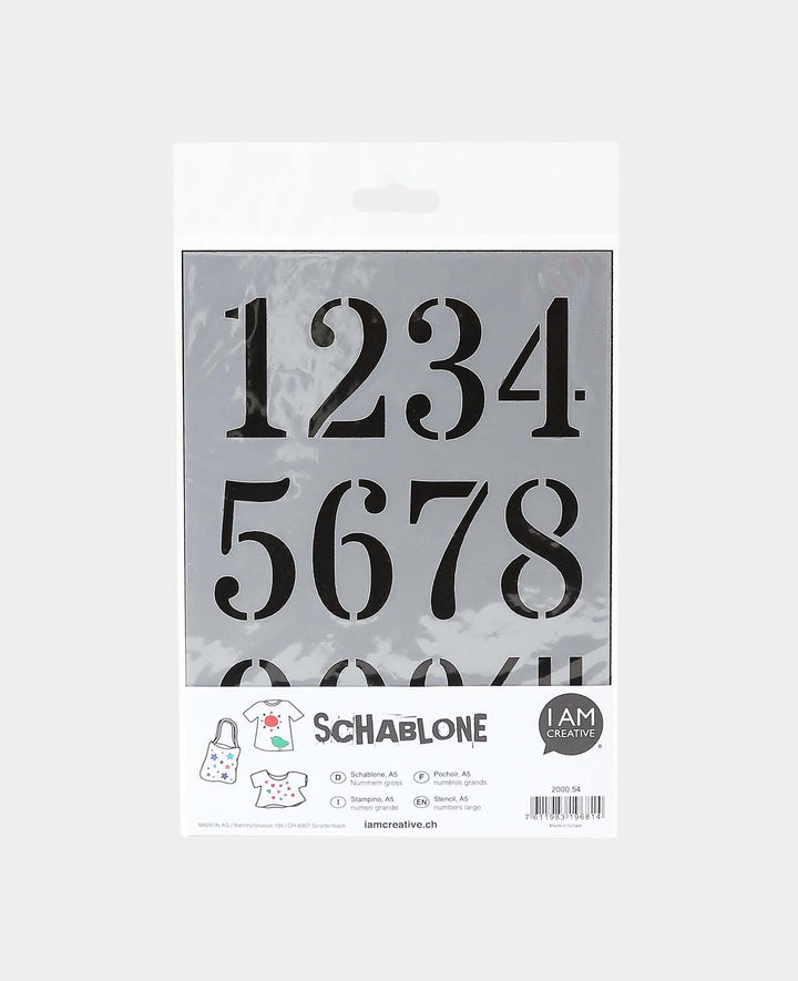 Schablone Nummern gross, 148 x 210 mm (A5), Weiss transluszent