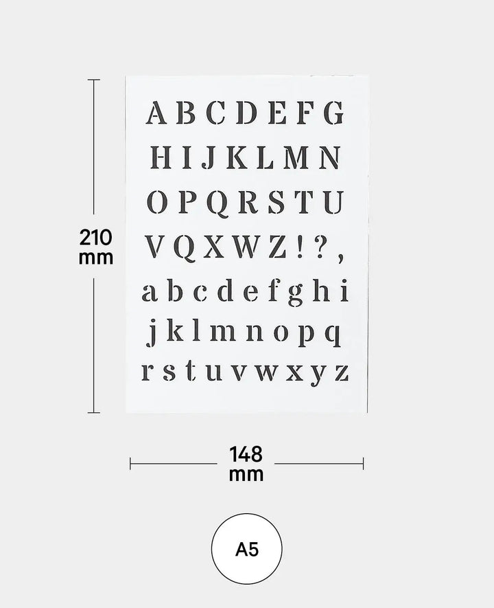 Schablone Alphabet, 148 x 210 mm (A5), Weiss transluszent