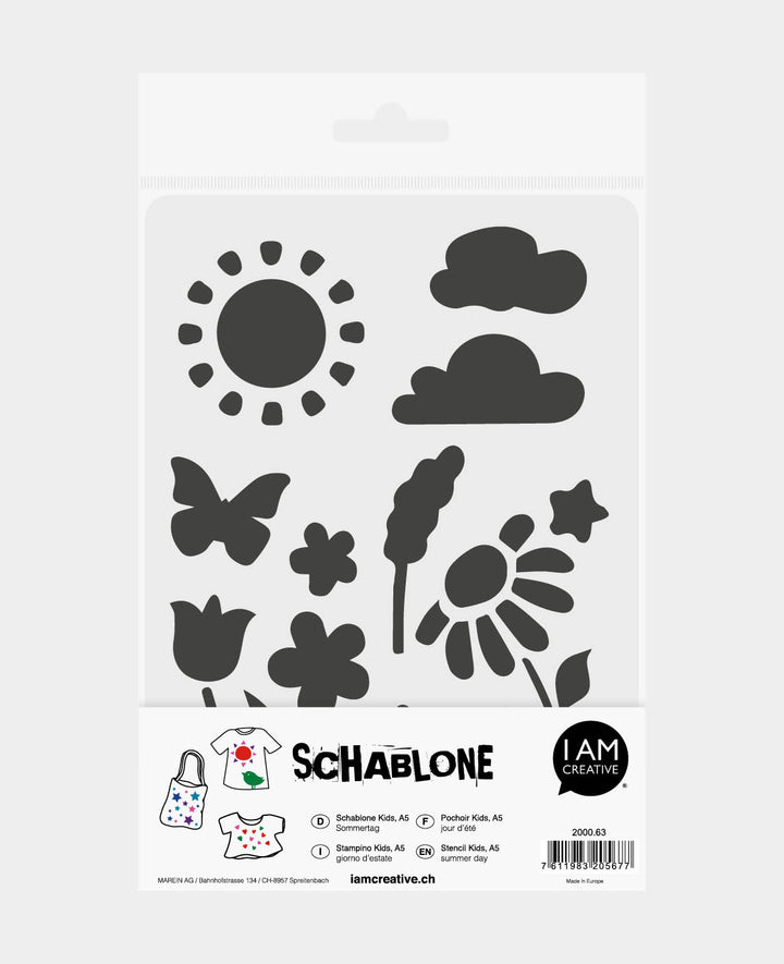 Stencil Kids Summer Day, 148 x 210 mm (A5), White translucent