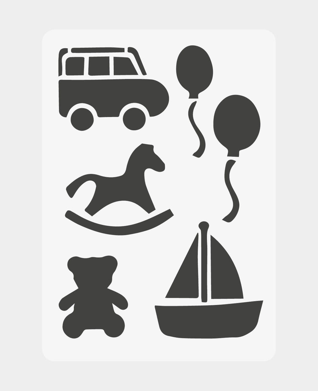 Kids Toy Stencil, 148 x 210 mm (A5), translucent white