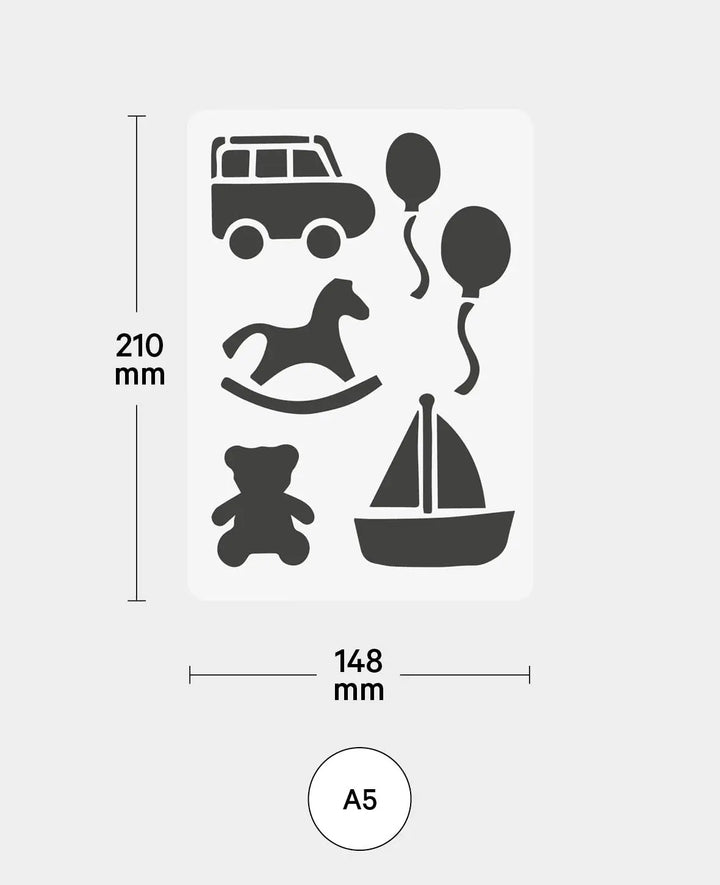 Kids Toy Stencil, 148 x 210 mm (A5), translucent white